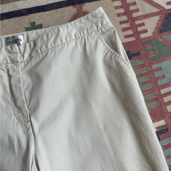 Chico’s Tan Capri Pants Flat Front Lightweight SZ S - Picture 5 of 13